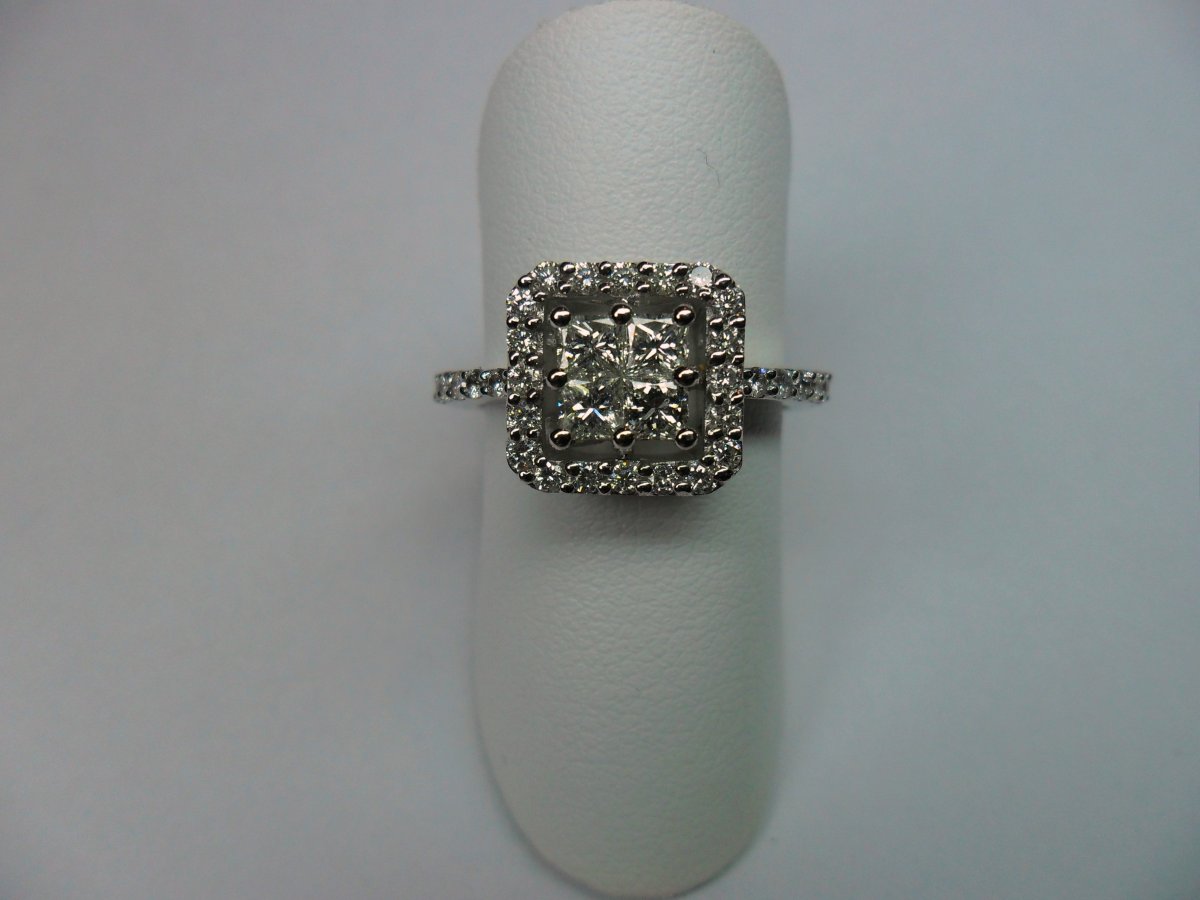 Princess Briljant Halo Ring Witgoud